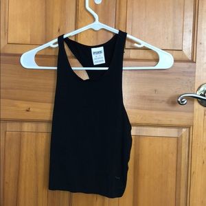 Pink cropped black tank